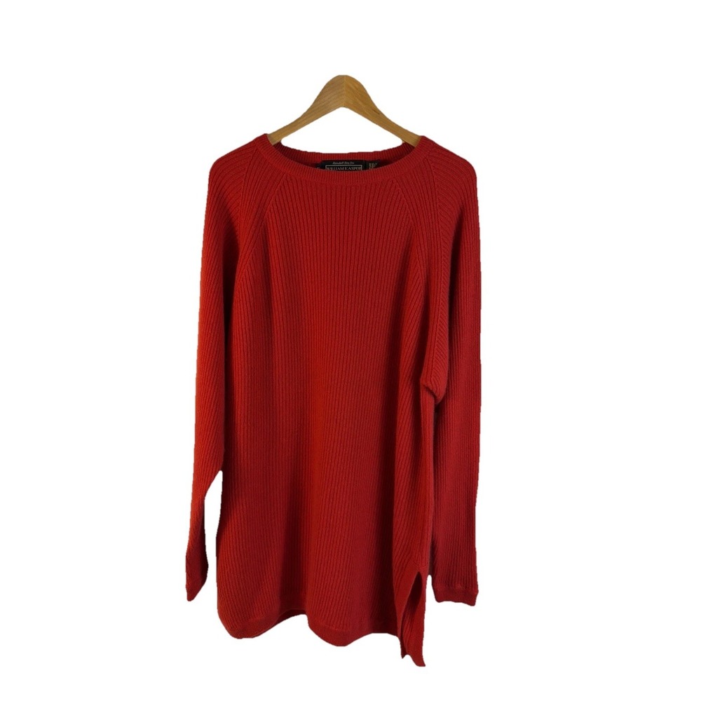 100% Red Cashmere TUNIC Sweater William Kasper California Womens LG Randell Roy